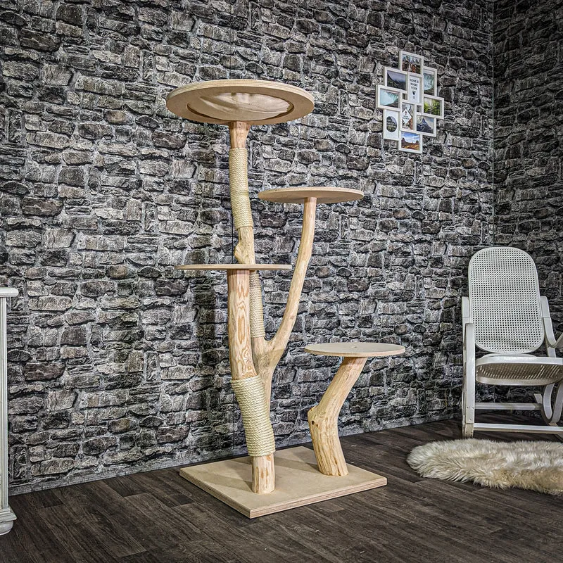Naturkratzbaum 3040 Kratzbaum Natur Holz Design 150 cm hoch Katzenbaum