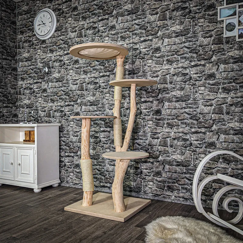 Naturkratzbaum 3040 Kratzbaum Natur Holz Design 150 cm hoch Katzenbaum