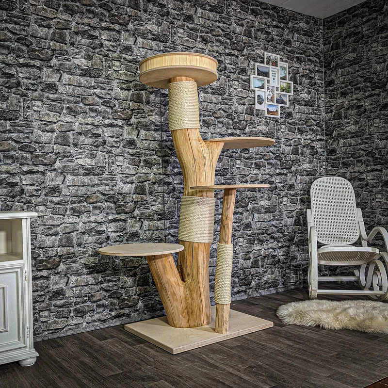 Naturkratzbaum 3039 Kratzbaum Natur Holz Design 168 cm hoch Katzenbaum