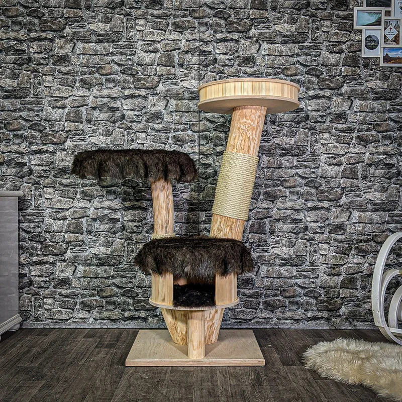 Naturkratzbaum 3037 Kratzbaum Natur Holz Design 130 cm hoch Katzenbaum
