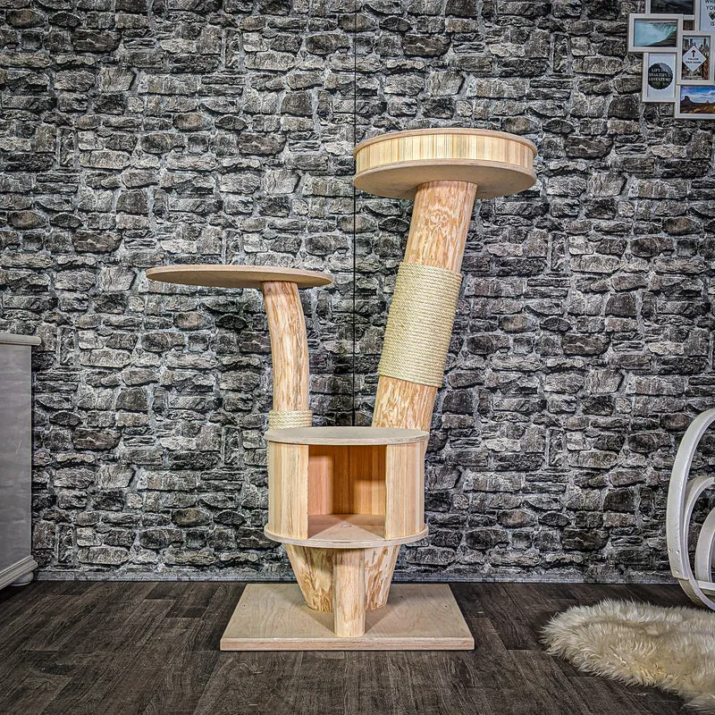 Naturkratzbaum 3037 Kratzbaum Natur Holz Design 130 cm hoch Katzenbaum