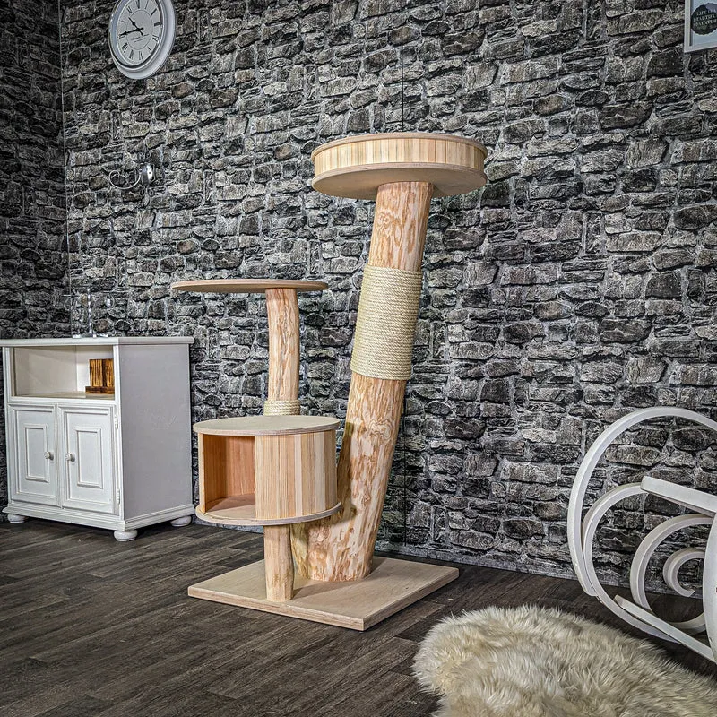 Naturkratzbaum 3037 Kratzbaum Natur Holz Design 130 cm hoch Katzenbaum