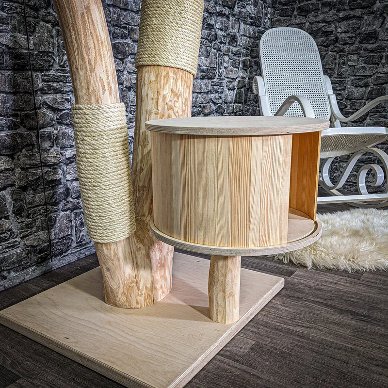 Naturkratzbaum 3037 Kratzbaum Natur Holz Design 130 cm hoch Katzenbaum