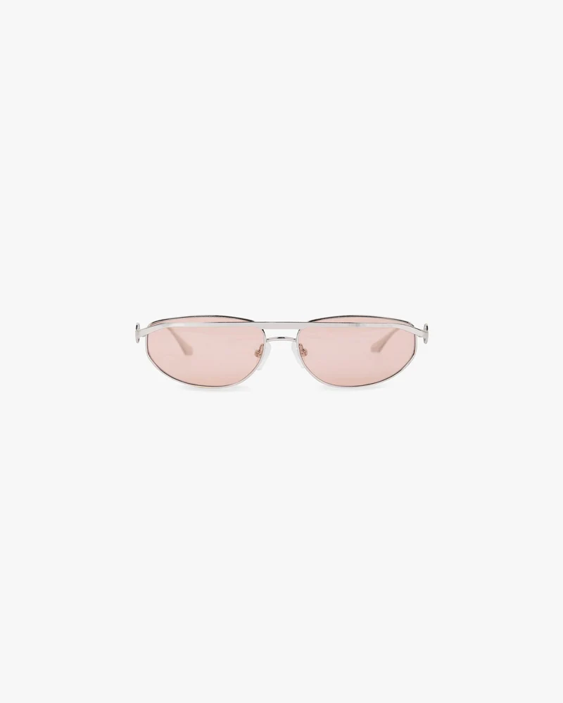Slim Aviator Sunglasses - Silver Brown
