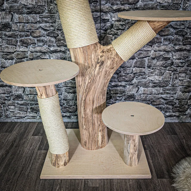 Naturkratzbaum 3035 Kratzbaum Natur Holz Design 136 cm hoch Katzenbaum