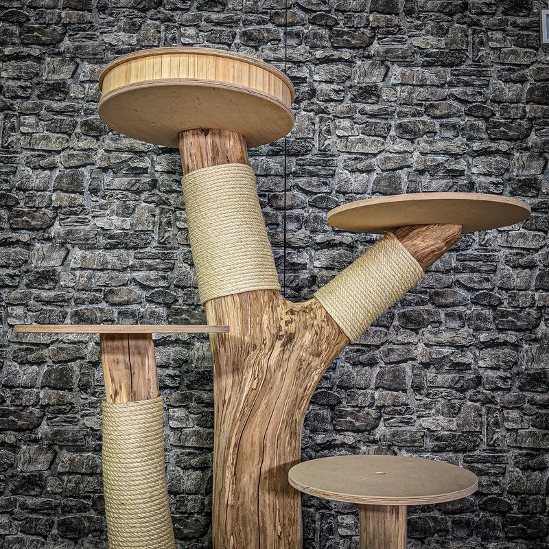 Naturkratzbaum 3035 Kratzbaum Natur Holz Design 136 cm hoch Katzenbaum