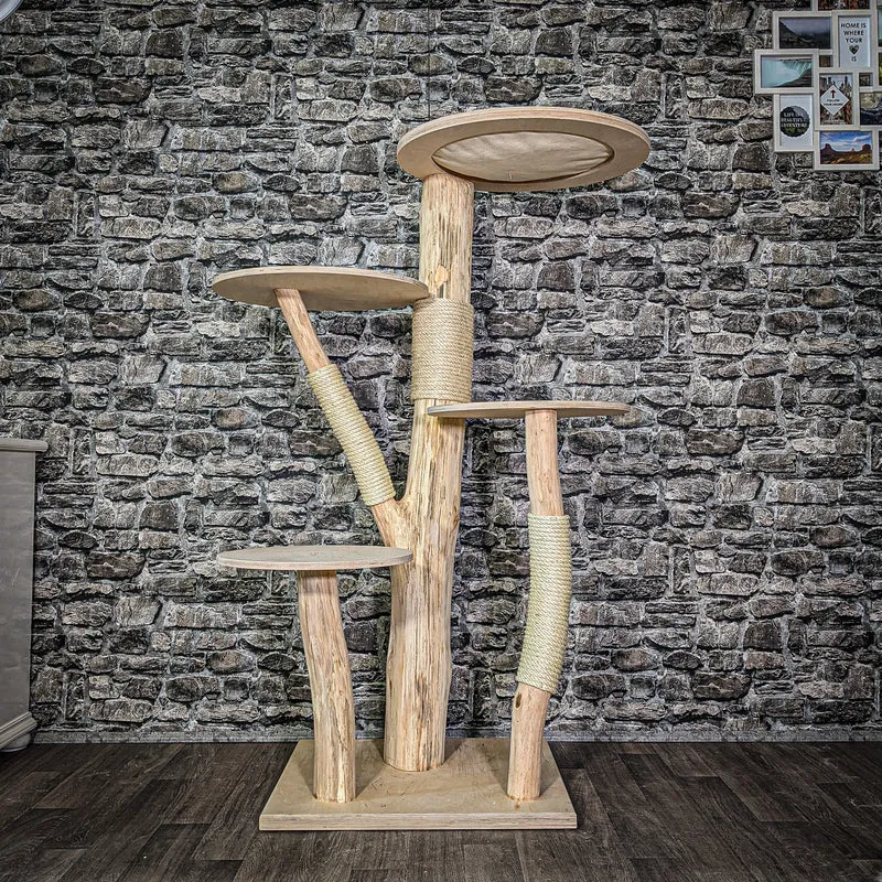 Naturkratzbaum 2983 Kratzbaum Natur Holz Design 144 cm hoch Katzenbaum
