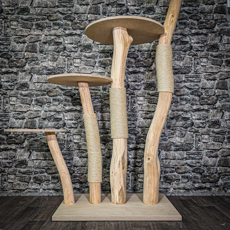 Naturkratzbaum 2980 Kratzbaum Natur Holz Design 155 cm hoch Katzenbaum
