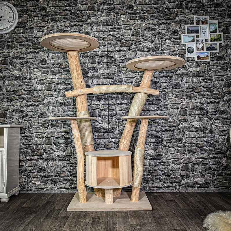 Naturkratzbaum 2979 Kratzbaum Natur Holz Design 160 cm hoch Katzenbaum