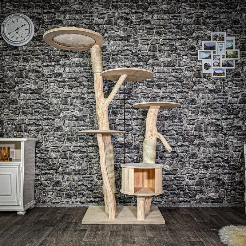 Naturkratzbaum 2976 Kratzbaum Natur Holz Design 175 cm hoch Katzenbaum