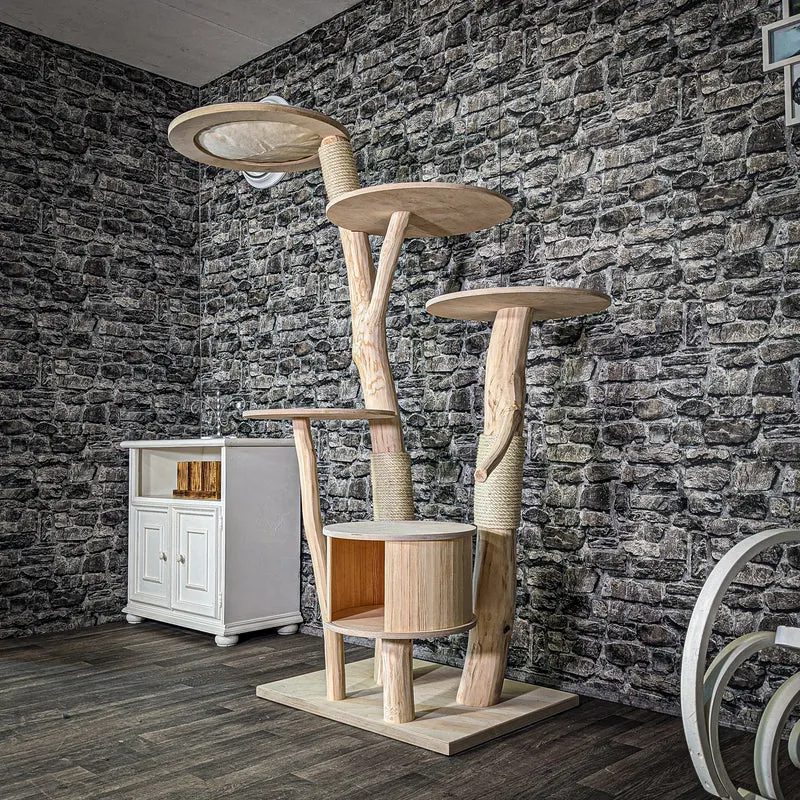 Naturkratzbaum 2976 Kratzbaum Natur Holz Design 175 cm hoch Katzenbaum
