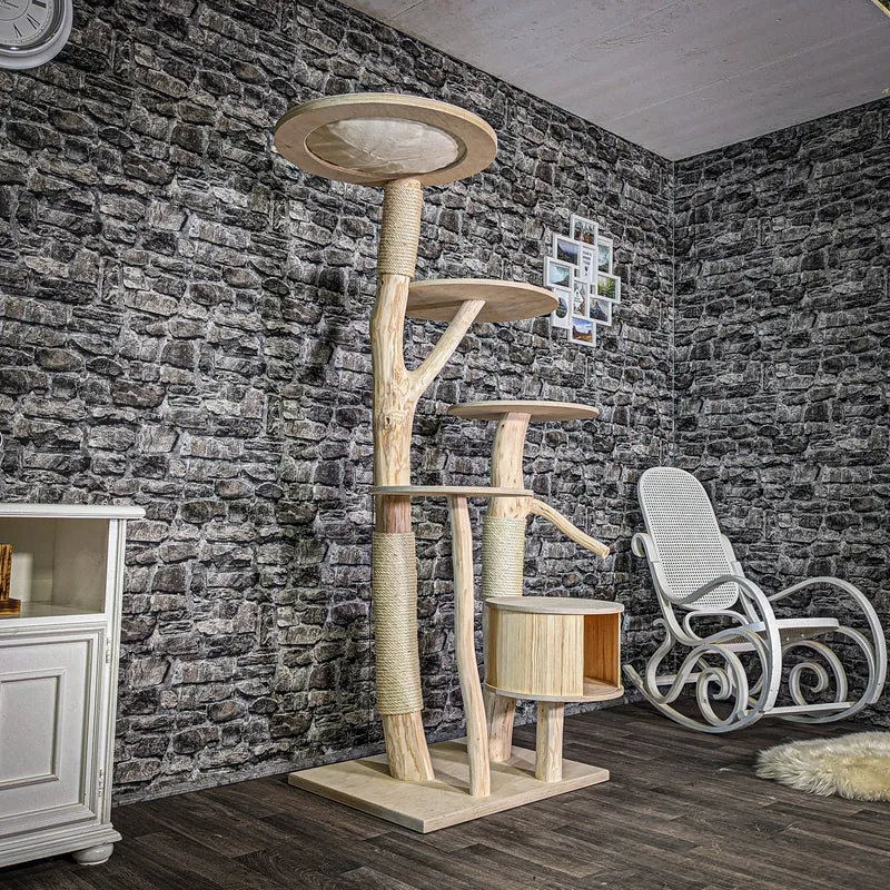 Naturkratzbaum 2976 Kratzbaum Natur Holz Design 175 cm hoch Katzenbaum