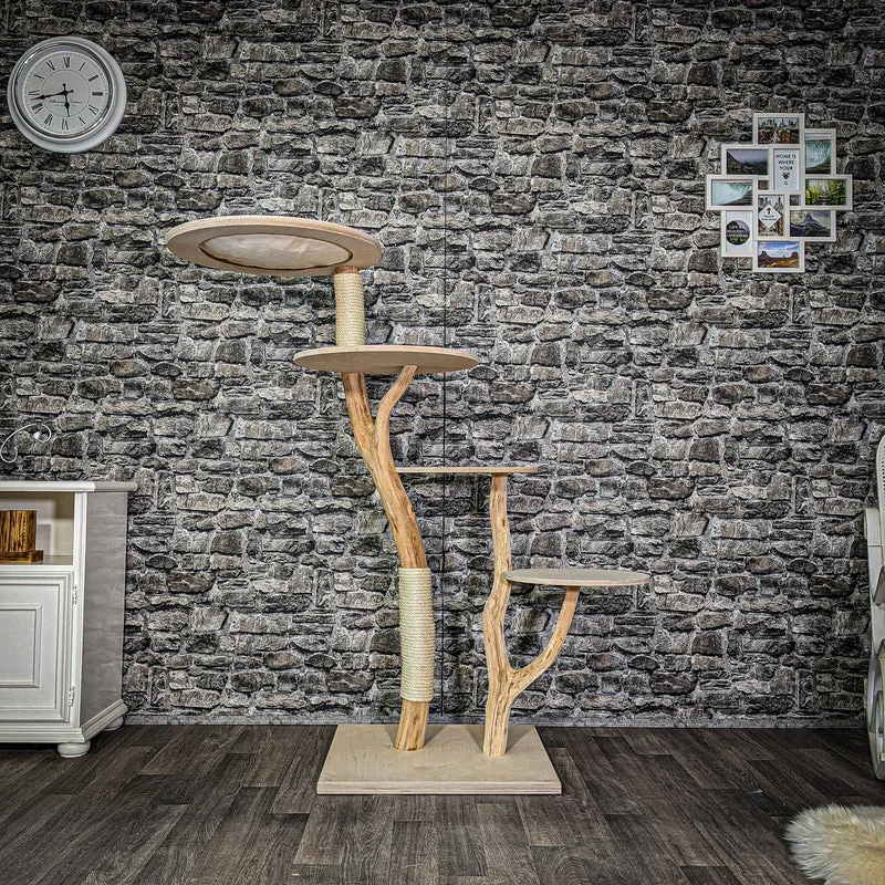 Naturkratzbaum 2973 Kratzbaum Natur Holz Design 145 cm hoch Katzenbaum