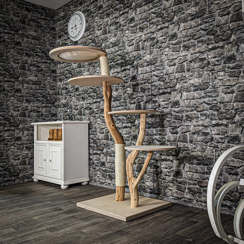 Naturkratzbaum 2973 Kratzbaum Natur Holz Design 145 cm hoch Katzenbaum