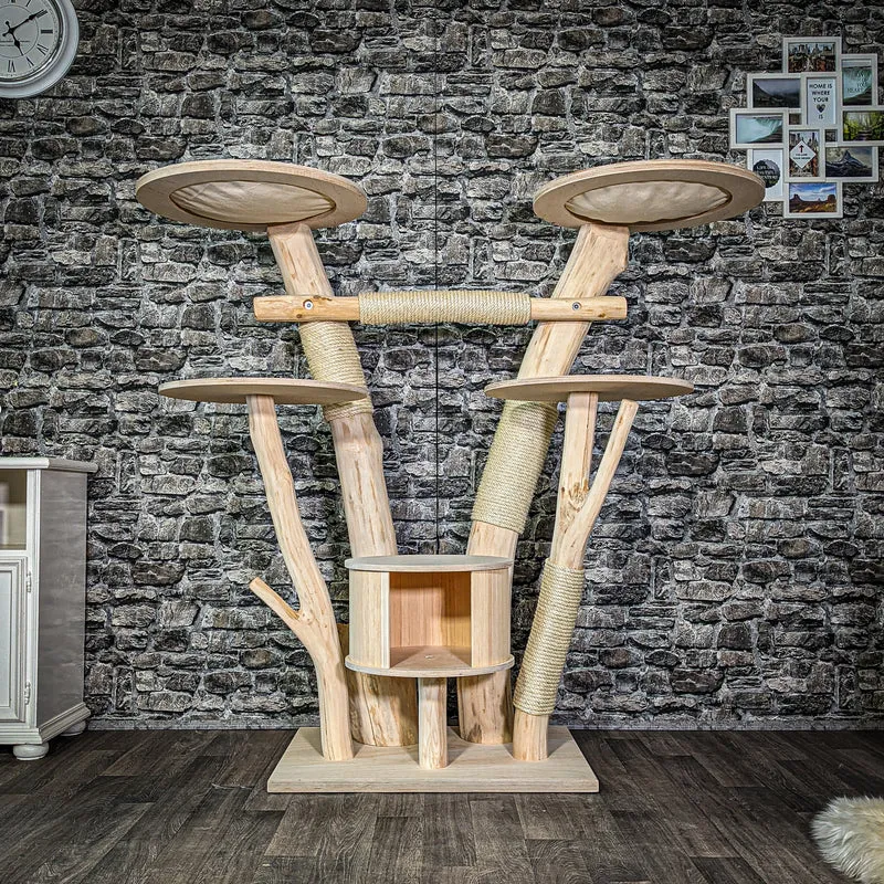 Naturkratzbaum 2971 Kratzbaum Natur Holz Design 146 cm hoch Katzenbaum