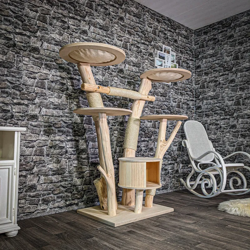 Naturkratzbaum 2971 Kratzbaum Natur Holz Design 146 cm hoch Katzenbaum