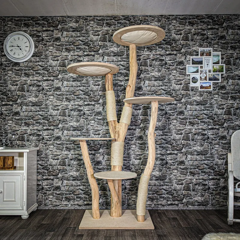 Naturkratzbaum 2969 Kratzbaum Natur Holz Design 205 cm hoch Katzenbaum
