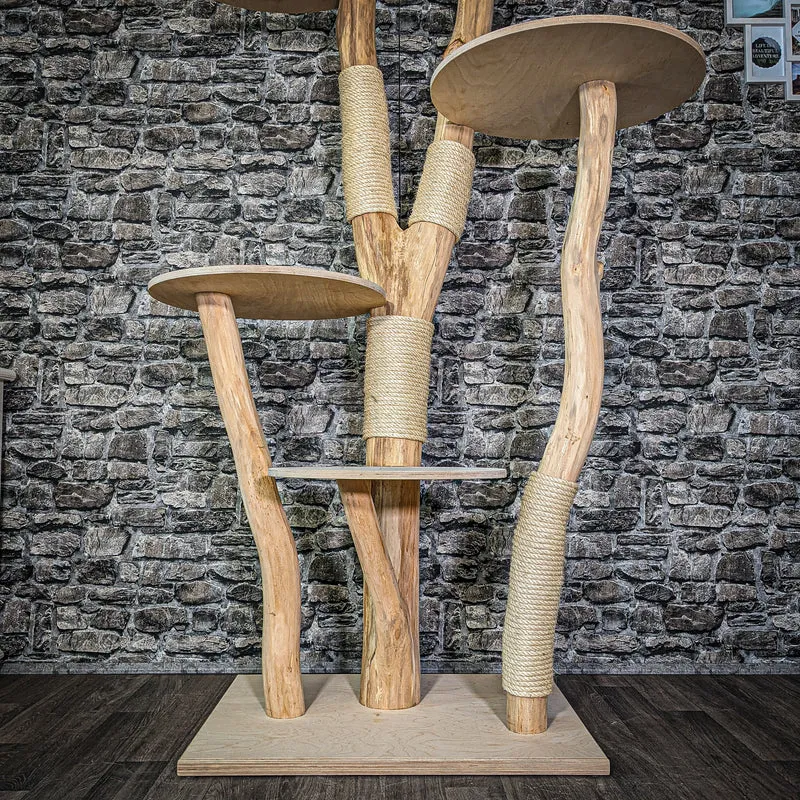 Naturkratzbaum 2969 Kratzbaum Natur Holz Design 205 cm hoch Katzenbaum