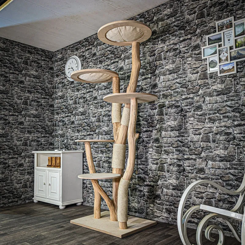 Naturkratzbaum 2969 Kratzbaum Natur Holz Design 205 cm hoch Katzenbaum