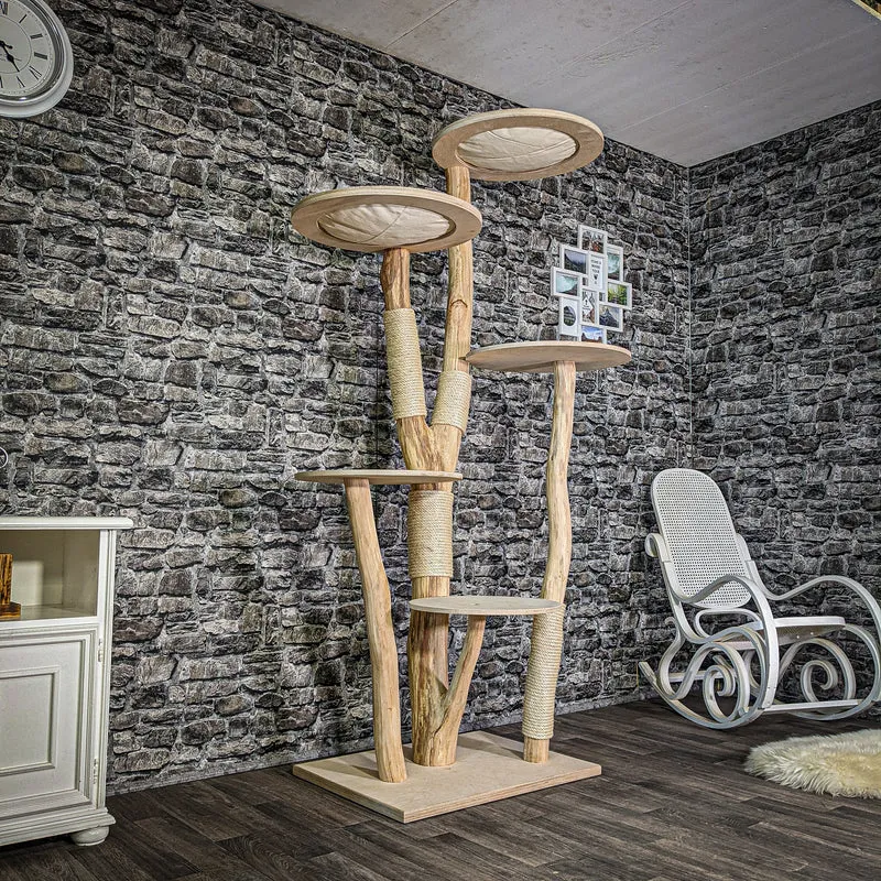 Naturkratzbaum 2969 Kratzbaum Natur Holz Design 205 cm hoch Katzenbaum