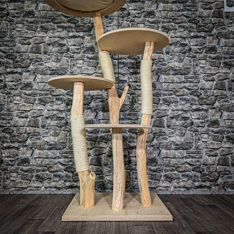 Naturkratzbaum 2968 Kratzbaum Natur Holz Design 144 cm hoch Katzenbaum