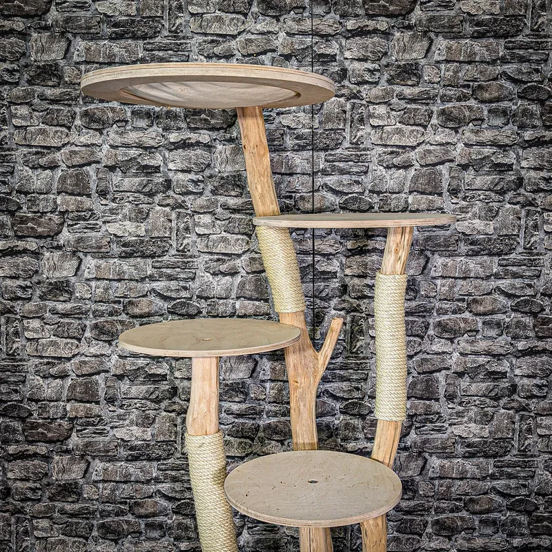 Naturkratzbaum 2968 Kratzbaum Natur Holz Design 144 cm hoch Katzenbaum