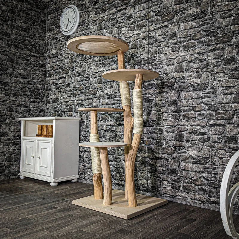 Naturkratzbaum 2968 Kratzbaum Natur Holz Design 144 cm hoch Katzenbaum