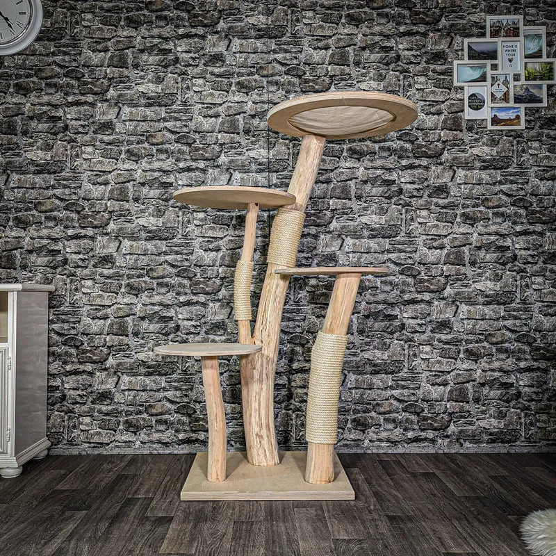 Naturkratzbaum 2967 Kratzbaum Natur Holz Design 143 cm hoch Katzenbaum