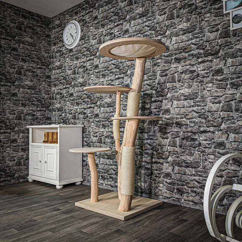 Naturkratzbaum 2967 Kratzbaum Natur Holz Design 143 cm hoch Katzenbaum