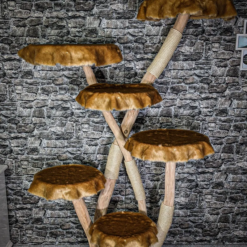 Naturkratzbaum 2965 Kratzbaum Natur Holz Design 202 cm hoch Katzenbaum