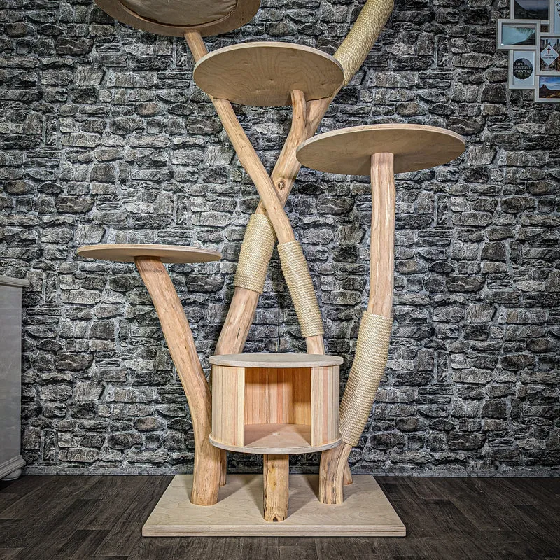 Naturkratzbaum 2965 Kratzbaum Natur Holz Design 202 cm hoch Katzenbaum