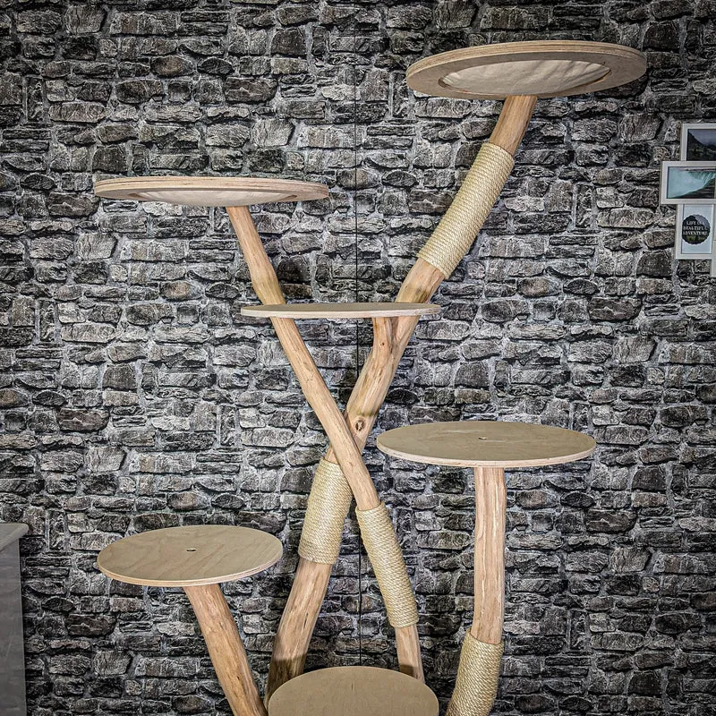 Naturkratzbaum 2965 Kratzbaum Natur Holz Design 202 cm hoch Katzenbaum