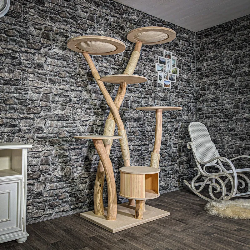 Naturkratzbaum 2965 Kratzbaum Natur Holz Design 202 cm hoch Katzenbaum