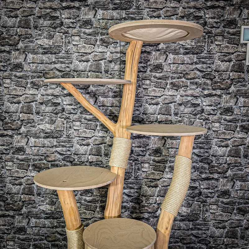 Naturkratzbaum 2958 Kratzbaum Natur Holz Design 173 cm hoch Katzenbaum