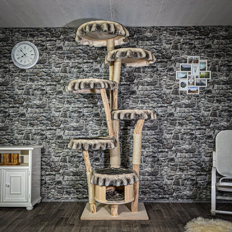 Naturkratzbaum 2957 Kratzbaum Natur Holz Design 225 cm hoch Katzenbaum