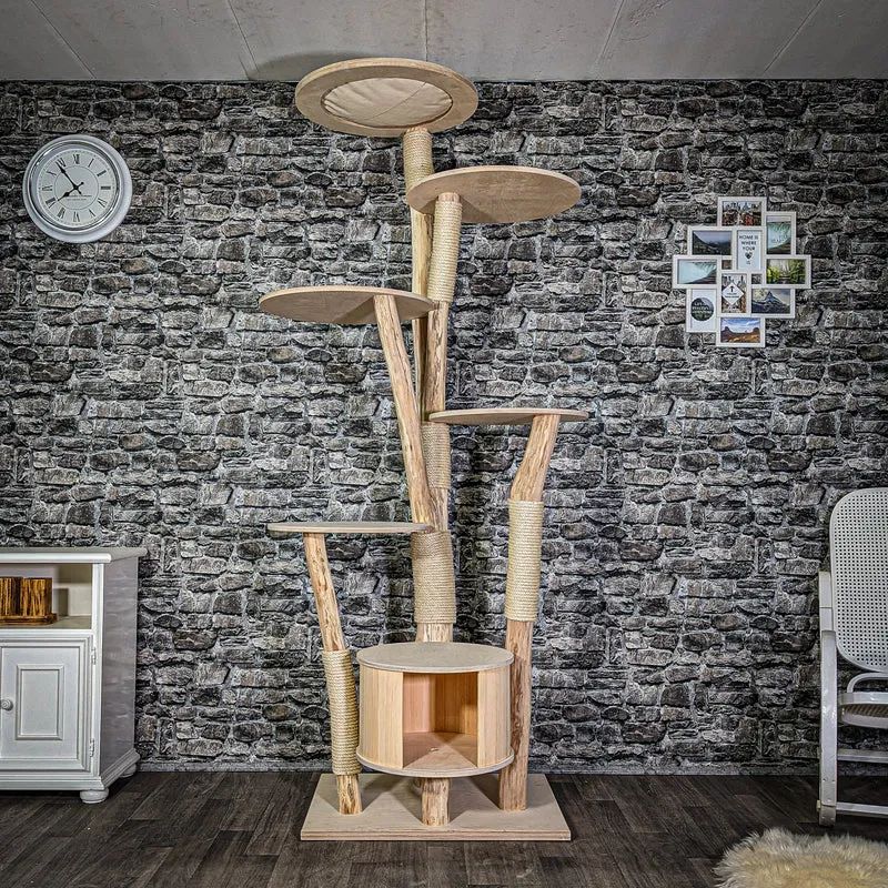Naturkratzbaum 2957 Kratzbaum Natur Holz Design 225 cm hoch Katzenbaum