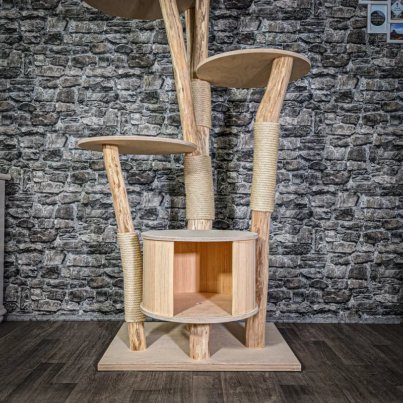 Naturkratzbaum 2957 Kratzbaum Natur Holz Design 225 cm hoch Katzenbaum