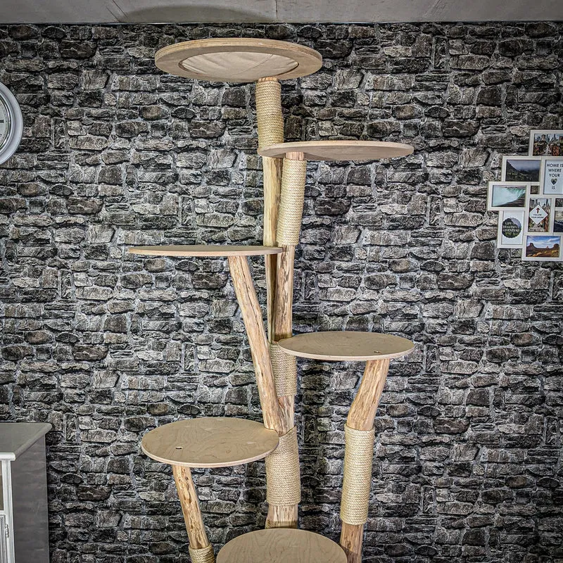 Naturkratzbaum 2957 Kratzbaum Natur Holz Design 225 cm hoch Katzenbaum
