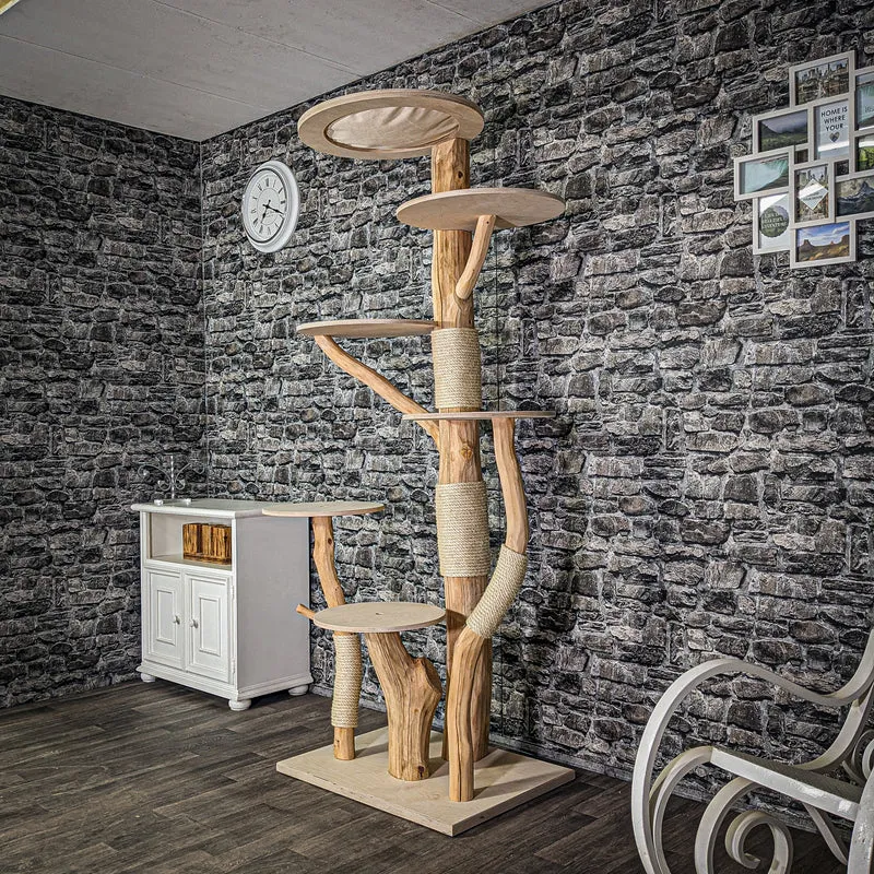 Naturkratzbaum 2954 Kratzbaum Natur Holz Design 205 cm hoch Katzenbaum