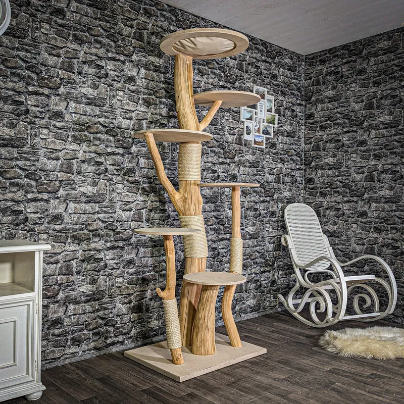Naturkratzbaum 2954 Kratzbaum Natur Holz Design 205 cm hoch Katzenbaum
