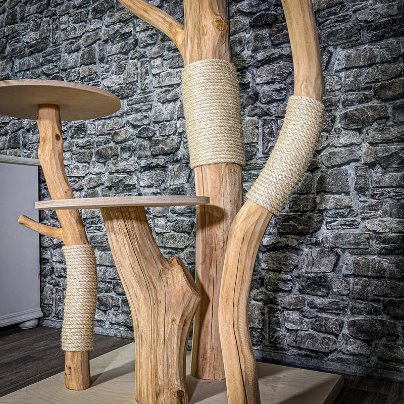 Naturkratzbaum 2954 Kratzbaum Natur Holz Design 205 cm hoch Katzenbaum