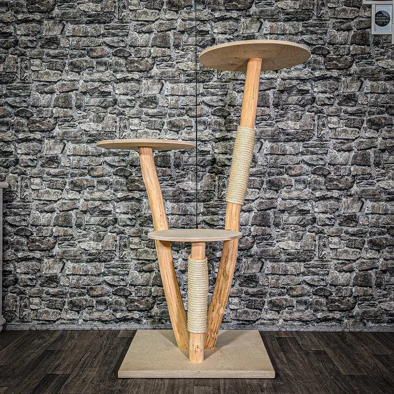 Naturkratzbaum 135 cm hoch Kratzbaum Natur Holz Design 2950 Katzenbaum