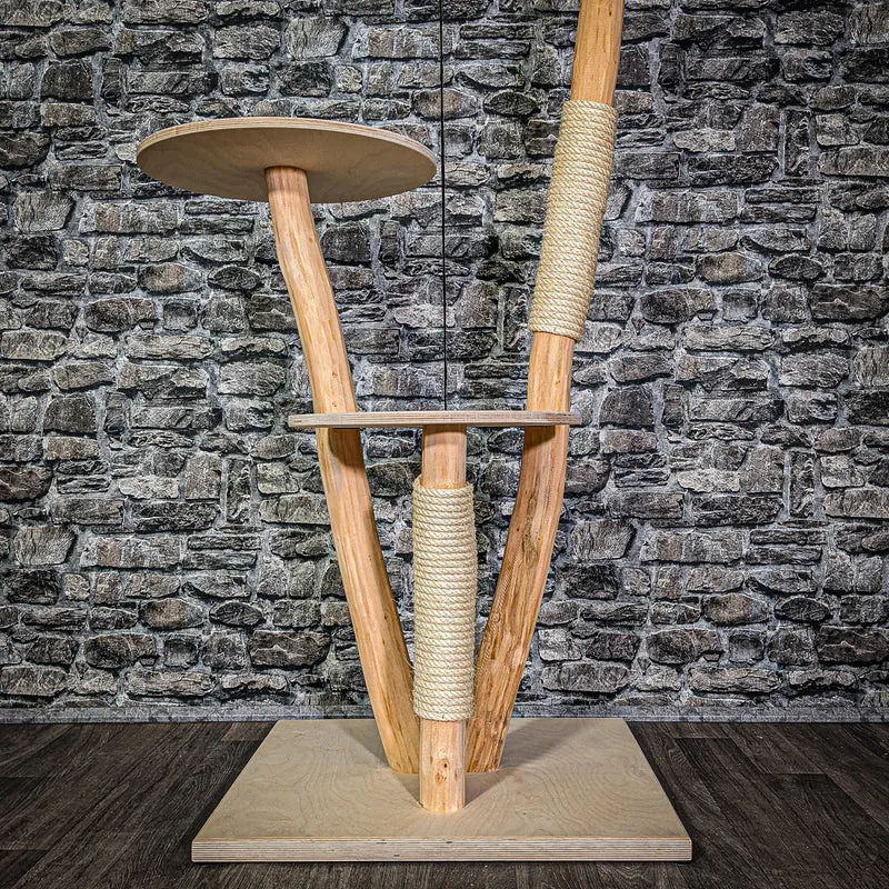 Naturkratzbaum 135 cm hoch Kratzbaum Natur Holz Design 2950 Katzenbaum
