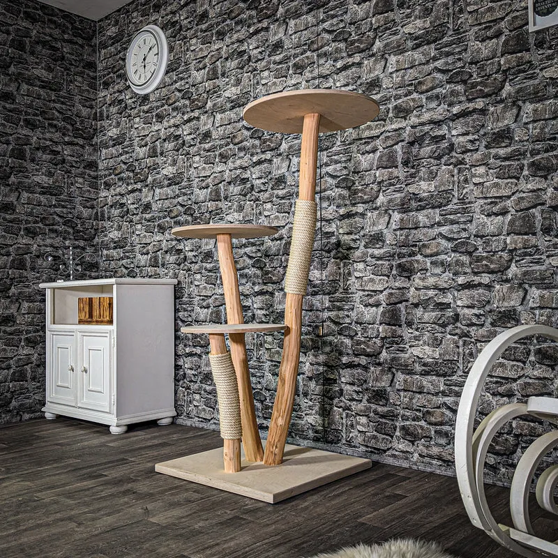 Naturkratzbaum 135 cm hoch Kratzbaum Natur Holz Design 2950 Katzenbaum