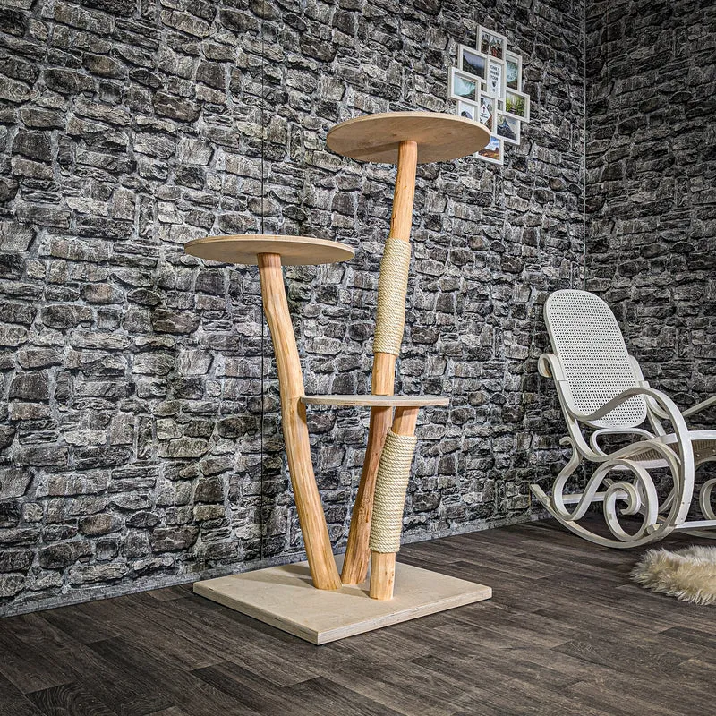 Naturkratzbaum 135 cm hoch Kratzbaum Natur Holz Design 2950 Katzenbaum