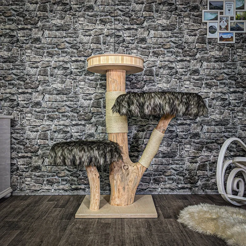 Naturkratzbaum 3034 Kratzbaum Natur Holz Design 128 cm hoch Katzenbaum