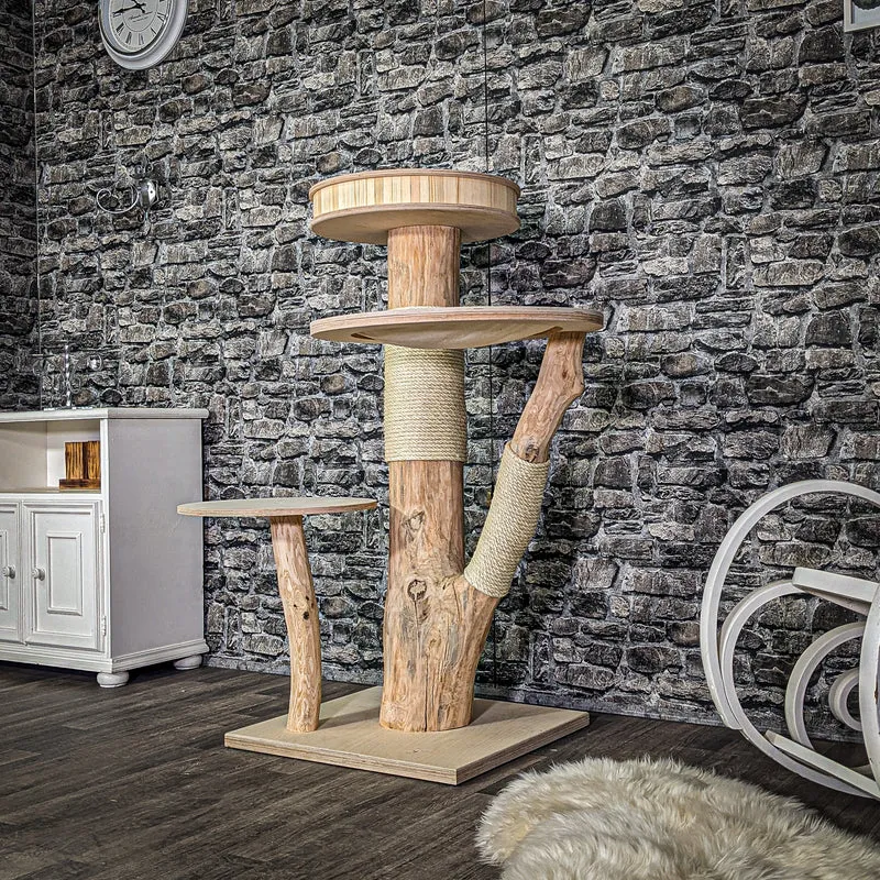 Naturkratzbaum 3034 Kratzbaum Natur Holz Design 128 cm hoch Katzenbaum