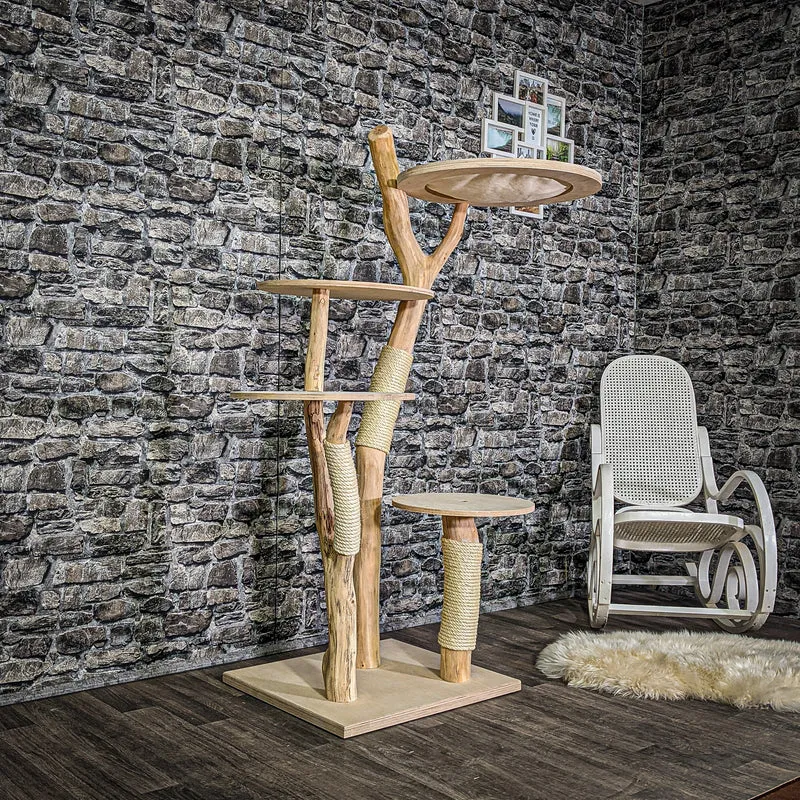 Naturkratzbaum 3032 Kratzbaum Natur Holz Design 160 cm hoch Katzenbaum