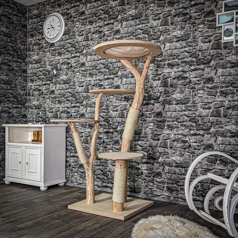 Naturkratzbaum 3032 Kratzbaum Natur Holz Design 160 cm hoch Katzenbaum