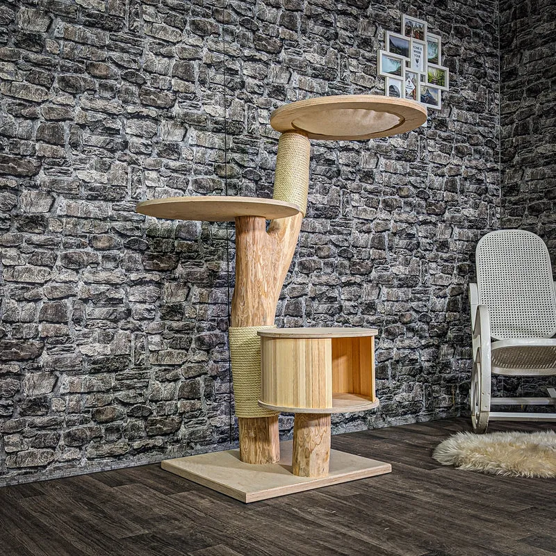 Naturkratzbaum 3031 Kratzbaum Natur Holz Design 130 cm hoch Katzenbaum